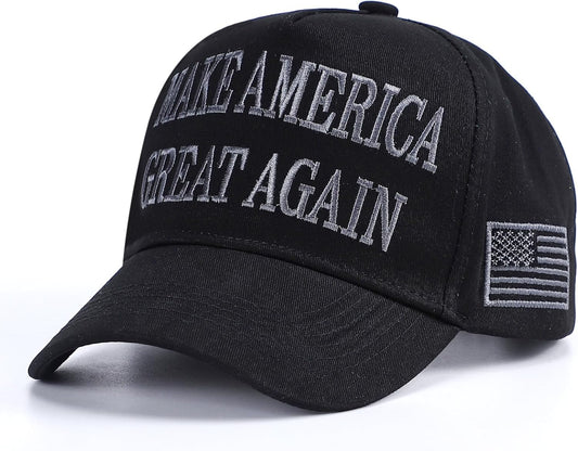 Trump 2024 45-47 MAGA Hat Make America Great Again Donald Trump Slogan with USA Flag Baseball Cap, Black-Gray