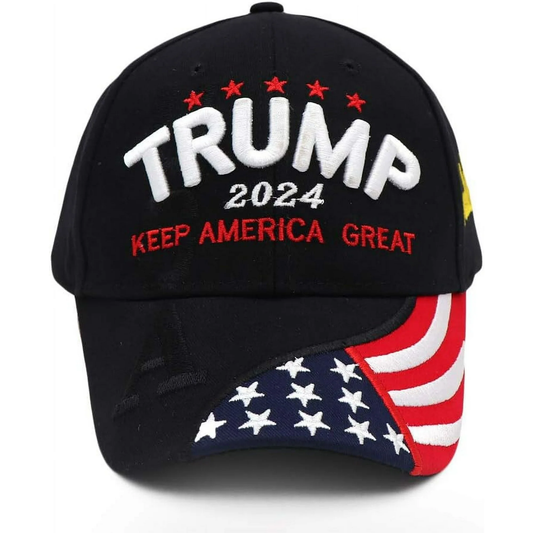 Trump 2024 45-47 MAGA Hat Make America Great Again Donald Trump Slogan with USA Flag Baseball Cap, Black