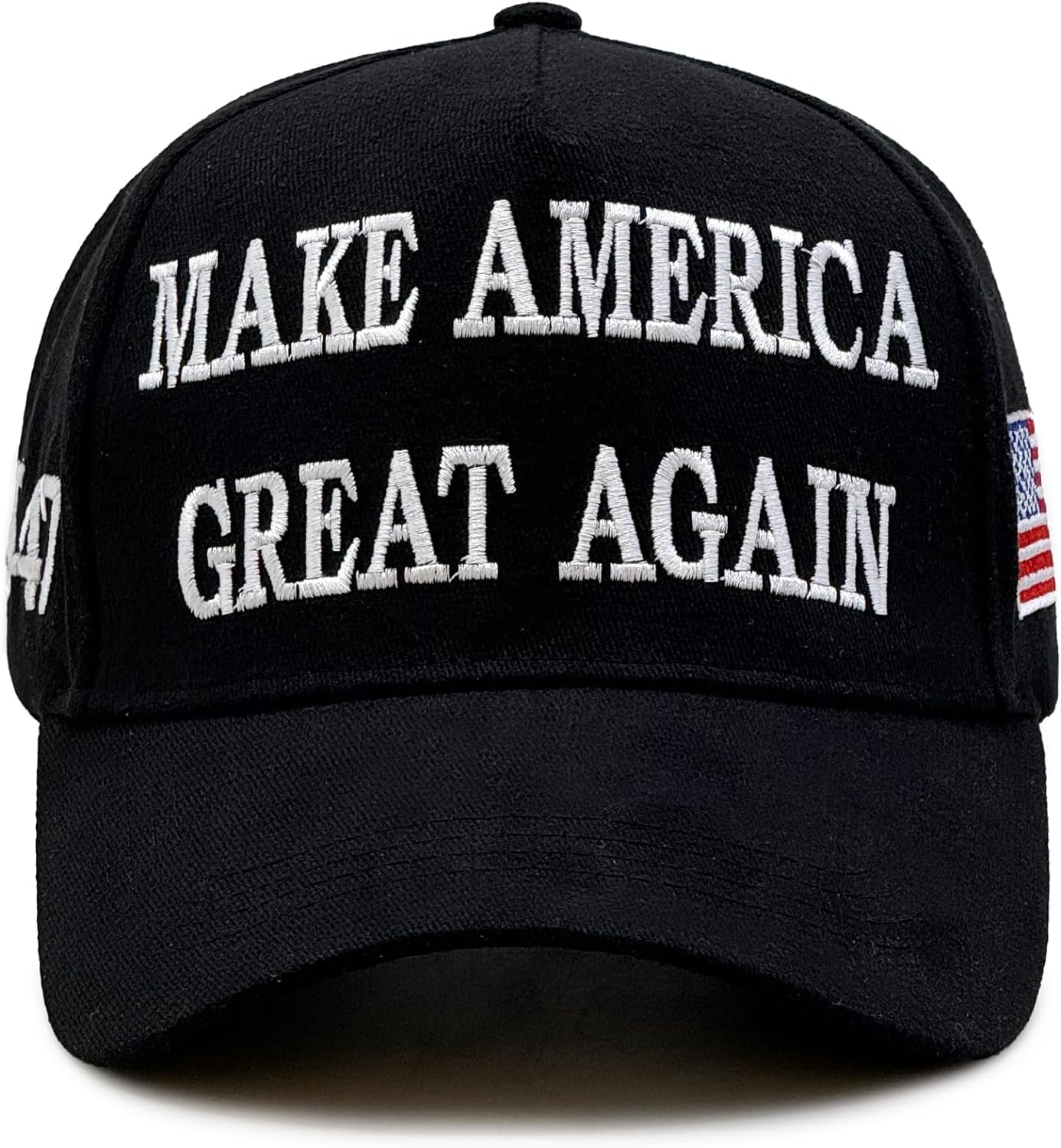 Trump 2024 45-47 MAGA Hat Make America Great Again Donald Trump Slogan with USA Flag Baseball Cap, Black