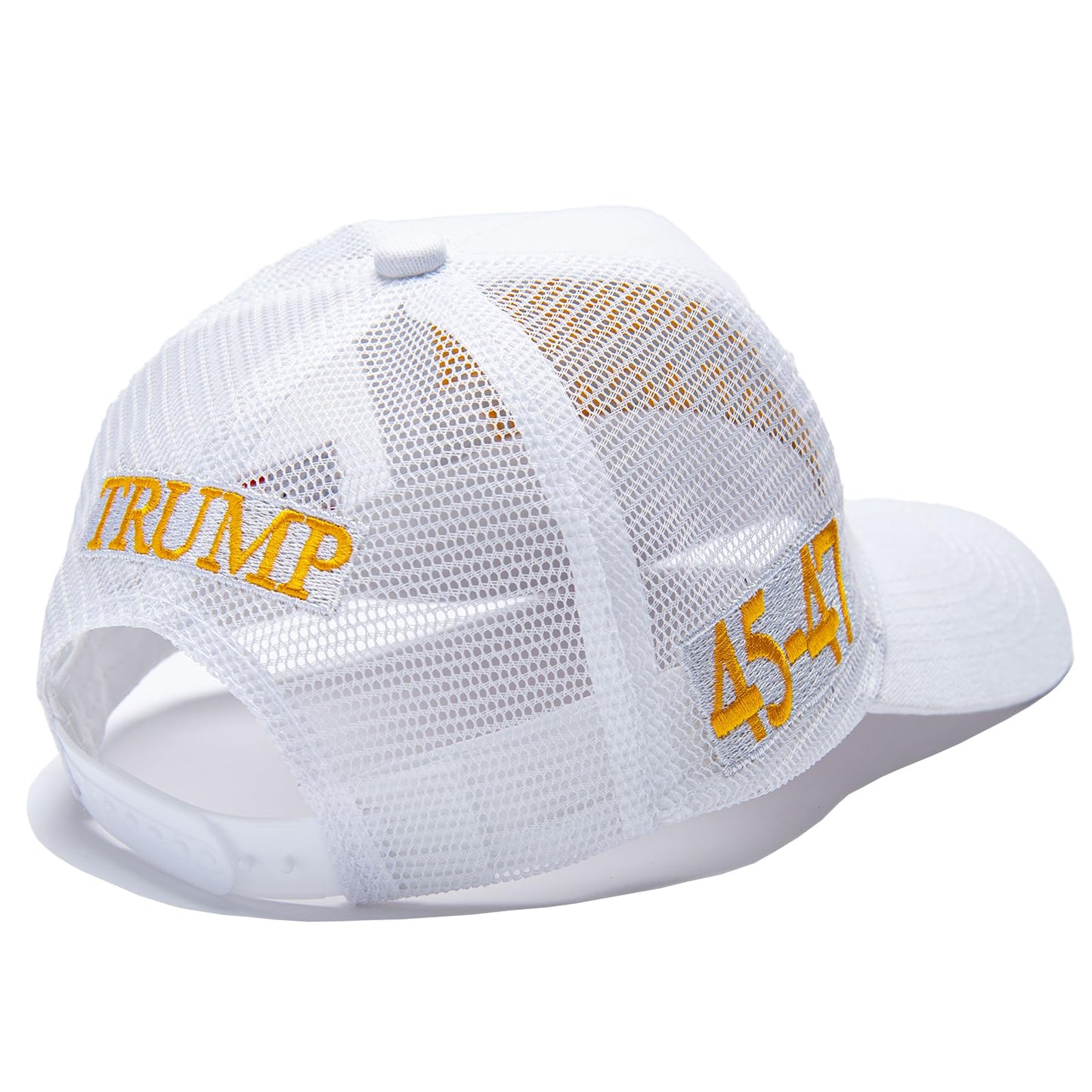 MAGA Hat Make America Great Again Donald Trump 2024 45-47 Slogan with USA Flag Adjustable Baseball Cap Mesh-Back, White