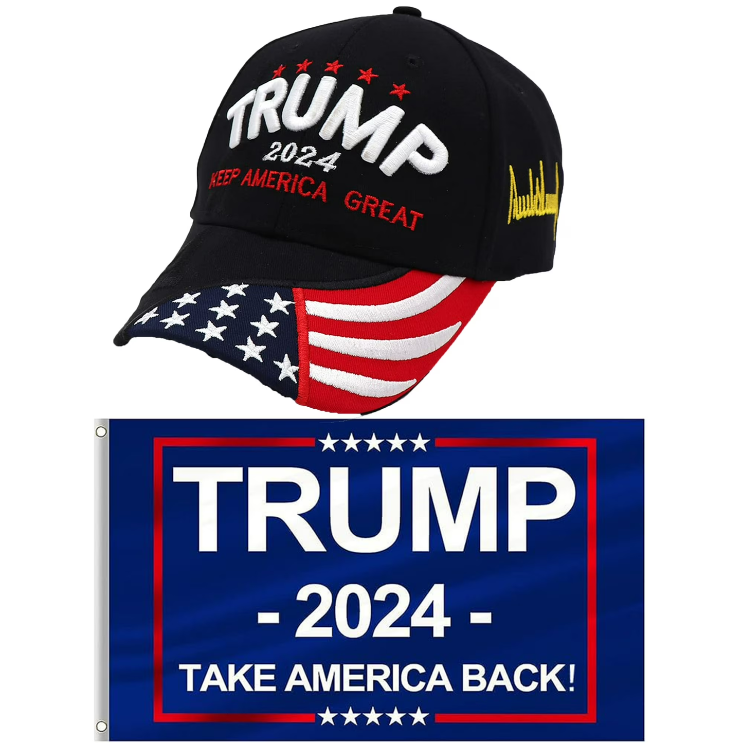Trump 2024 45-47 MAGA Hat Make America Great Again Donald Trump Slogan with USA Flag Baseball Cap, Black