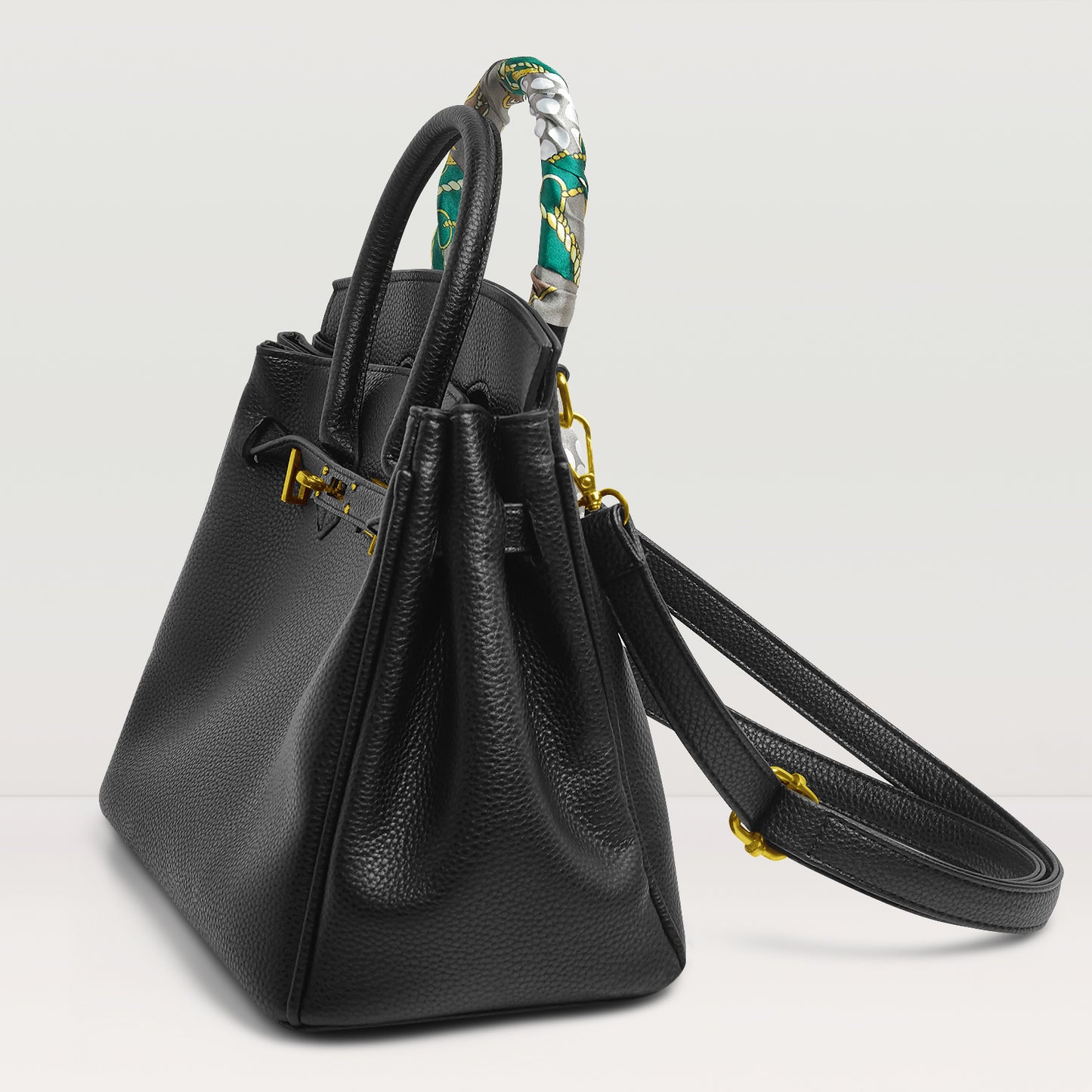 Women's Handbags Platinum Lychee Leather Tote Bags Tailored for the Fashion, Black