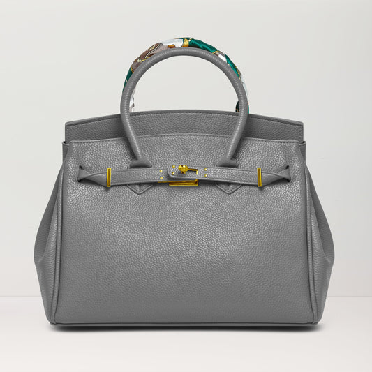 Women's Handbags Platinum Lychee Leather Tote Bags Tailored for the Fashion, Dark Sky Gray