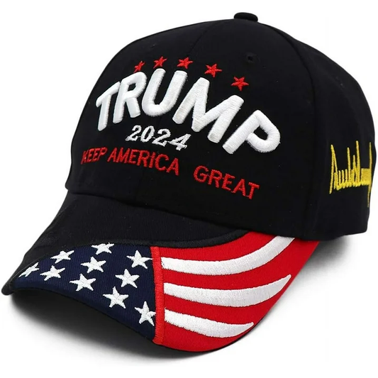 Trump 2024 45-47 MAGA Hat Make America Great Again Donald Trump Slogan with USA Flag Baseball Cap, Black
