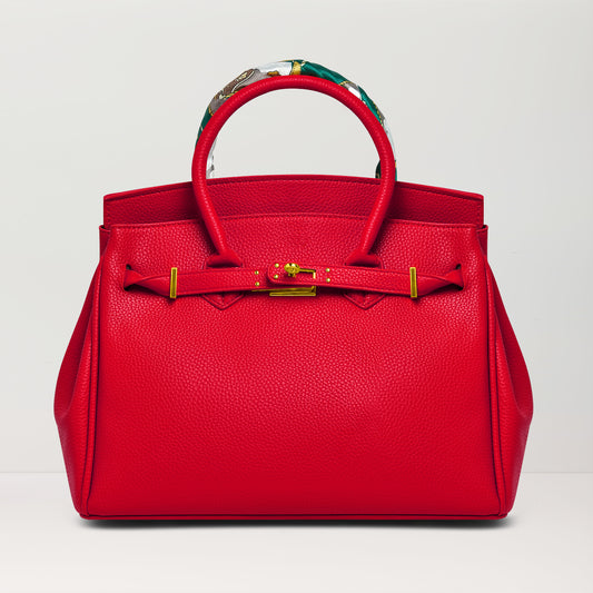 Women's Handbags Platinum Lychee Leather Tote Bags Tailored for the Fashion, Red