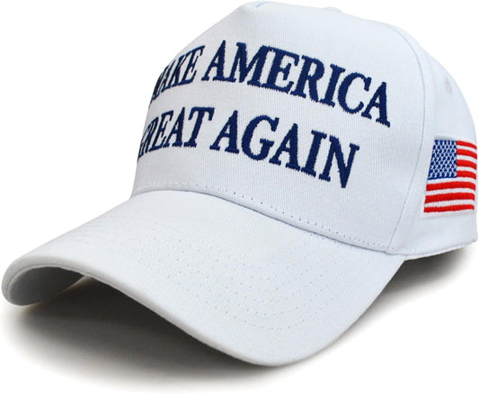 Trump 2024 45-47 MAGA Hat Make America Great Again Donald Trump Slogan with USA Flag Baseball Cap, White-Blue