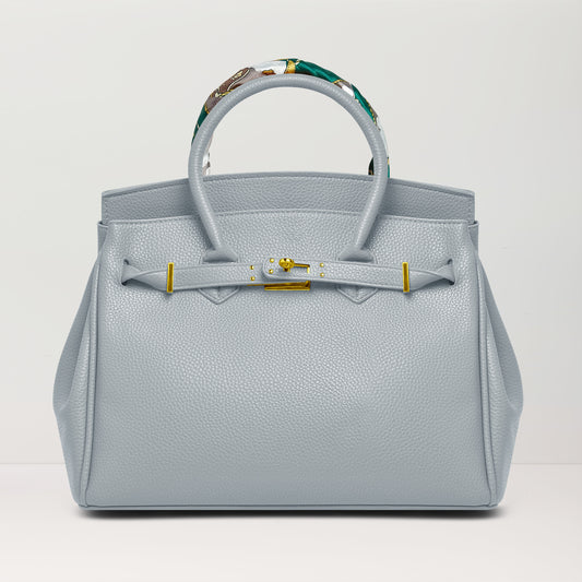Women's Handbags Platinum Lychee Leather Tote Bags Tailored for the Fashion, Light Blue