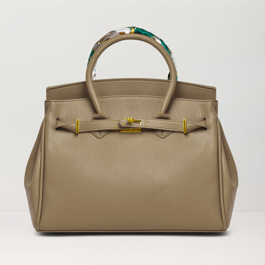 Women's Handbags Platinum Lychee Leather Tote Bags Tailored for the Fashion, Khaki