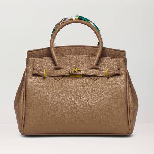 Women's Handbags Platinum Lychee Leather Tote Bags Tailored for the Fashion, Dark Khaki