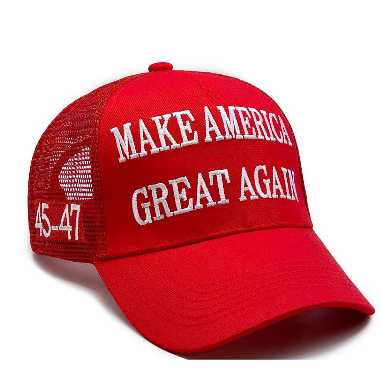 MAGA Hat Make America Great Again Donald Trump 2024 45-47 Slogan with USA Flag Adjustable Baseball Cap Mesh-Back, Red