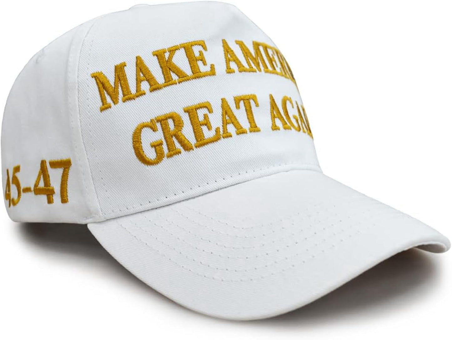 Trump 2024 45-47 MAGA Hat Make America Great Again Donald Trump Slogan with USA Flag Baseball Cap, White-Gold