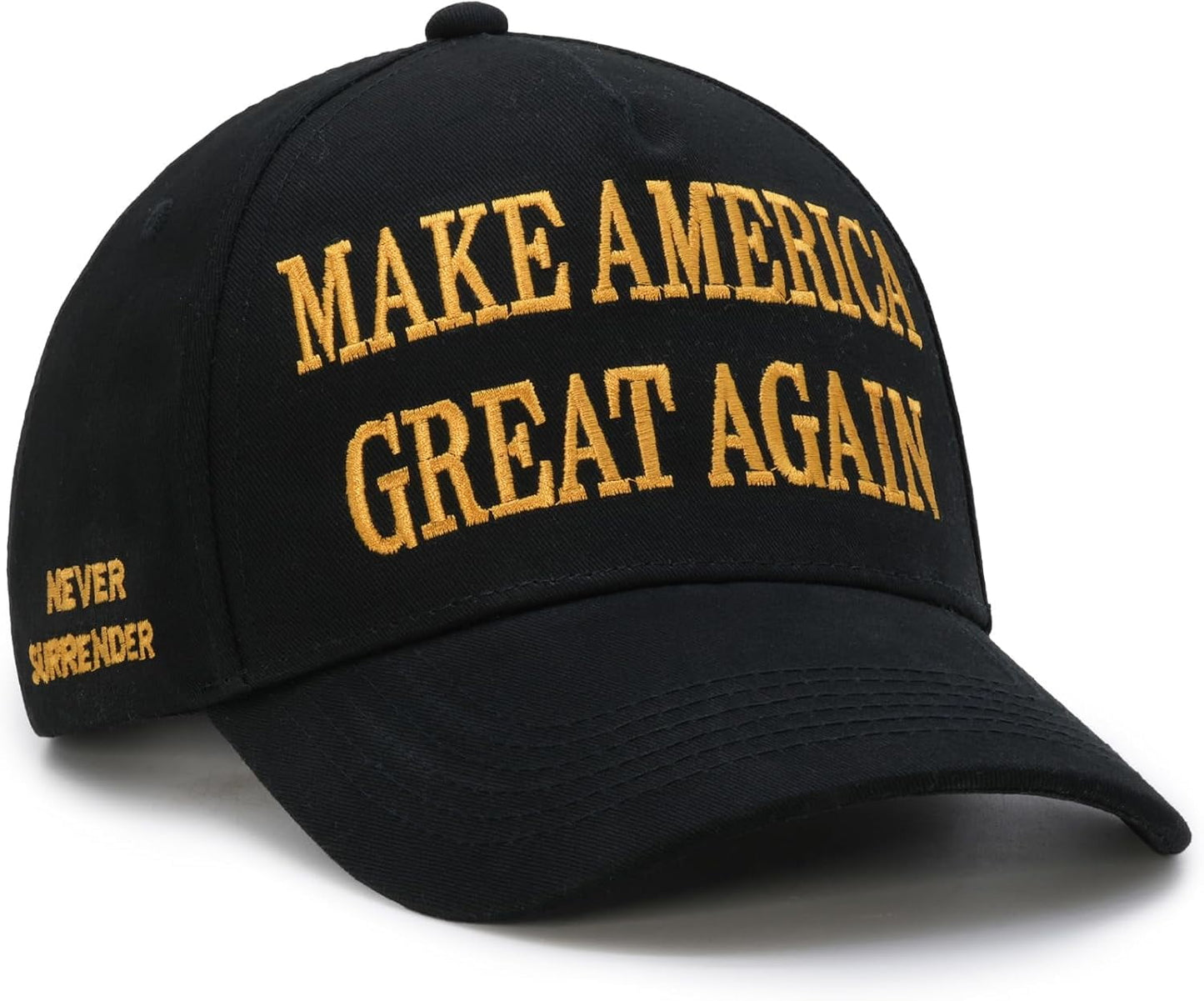 Trump 2024 45-47 MAGA Hat Make America Great Again Donald Trump Slogan with USA Flag Baseball Cap, Black-Gold