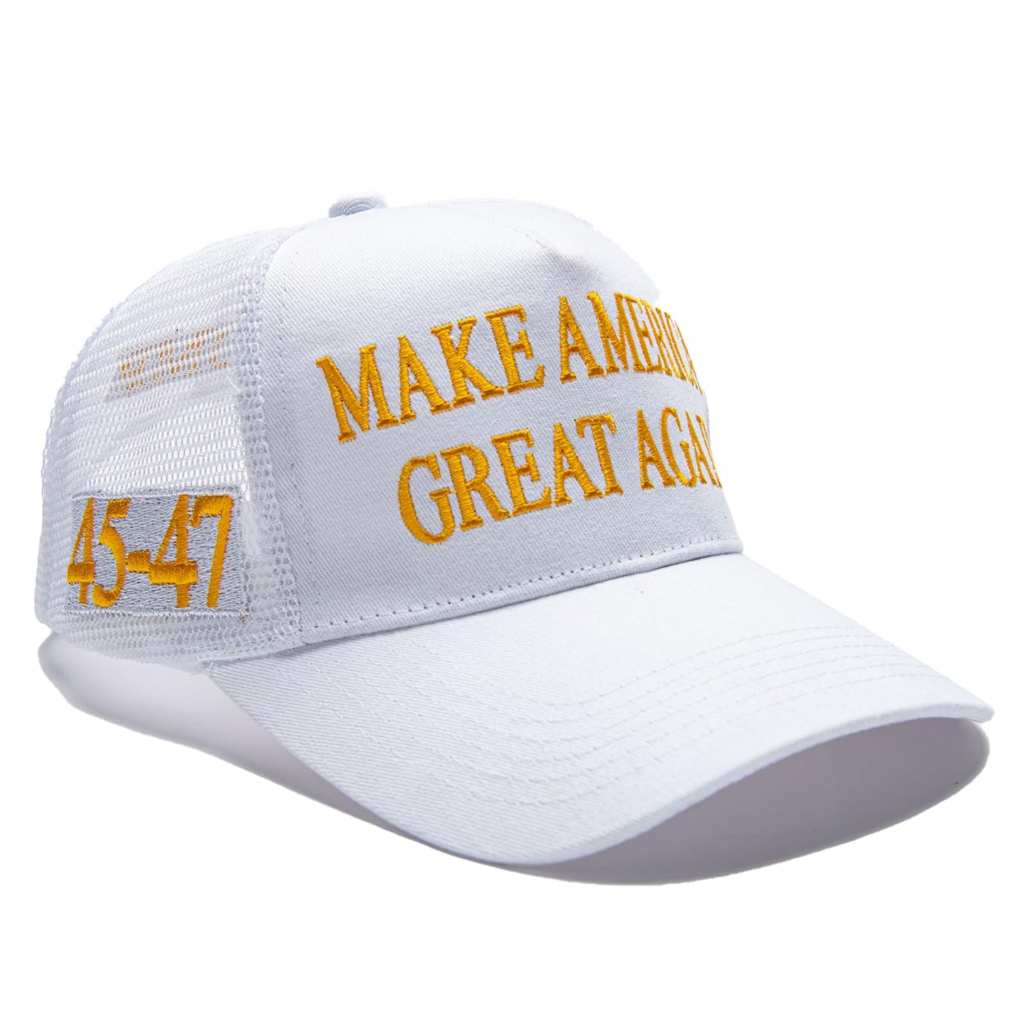 MAGA Hat Make America Great Again Donald Trump 2024 45-47 Slogan with USA Flag Adjustable Baseball Cap Mesh-Back, White