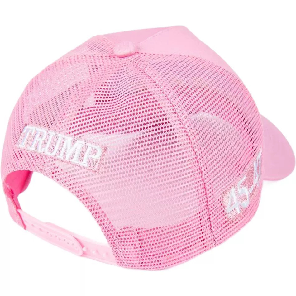MAGA Hat Make America Great Again Donald Trump 2024 45-47 Slogan with USA Flag Adjustable Baseball Cap Mesh-Back, Pink