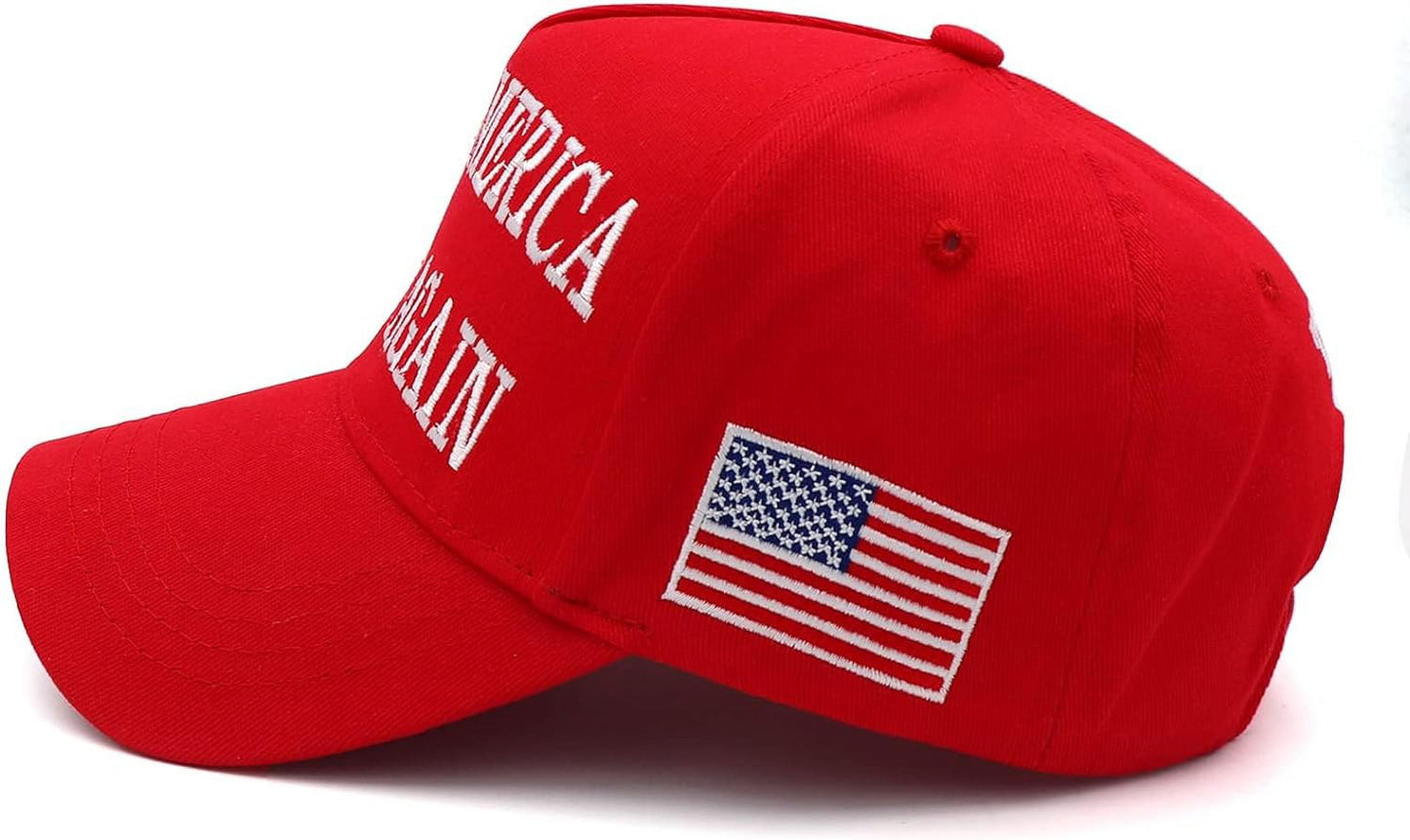 Trump 2024 45-47 MAGA Hat Make America Great Again Donald Trump Slogan with USA Flag Baseball Cap, Red