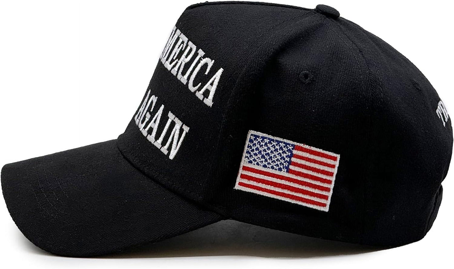 Trump 2024 45-47 MAGA Hat Make America Great Again Donald Trump Slogan with USA Flag Baseball Cap, Black
