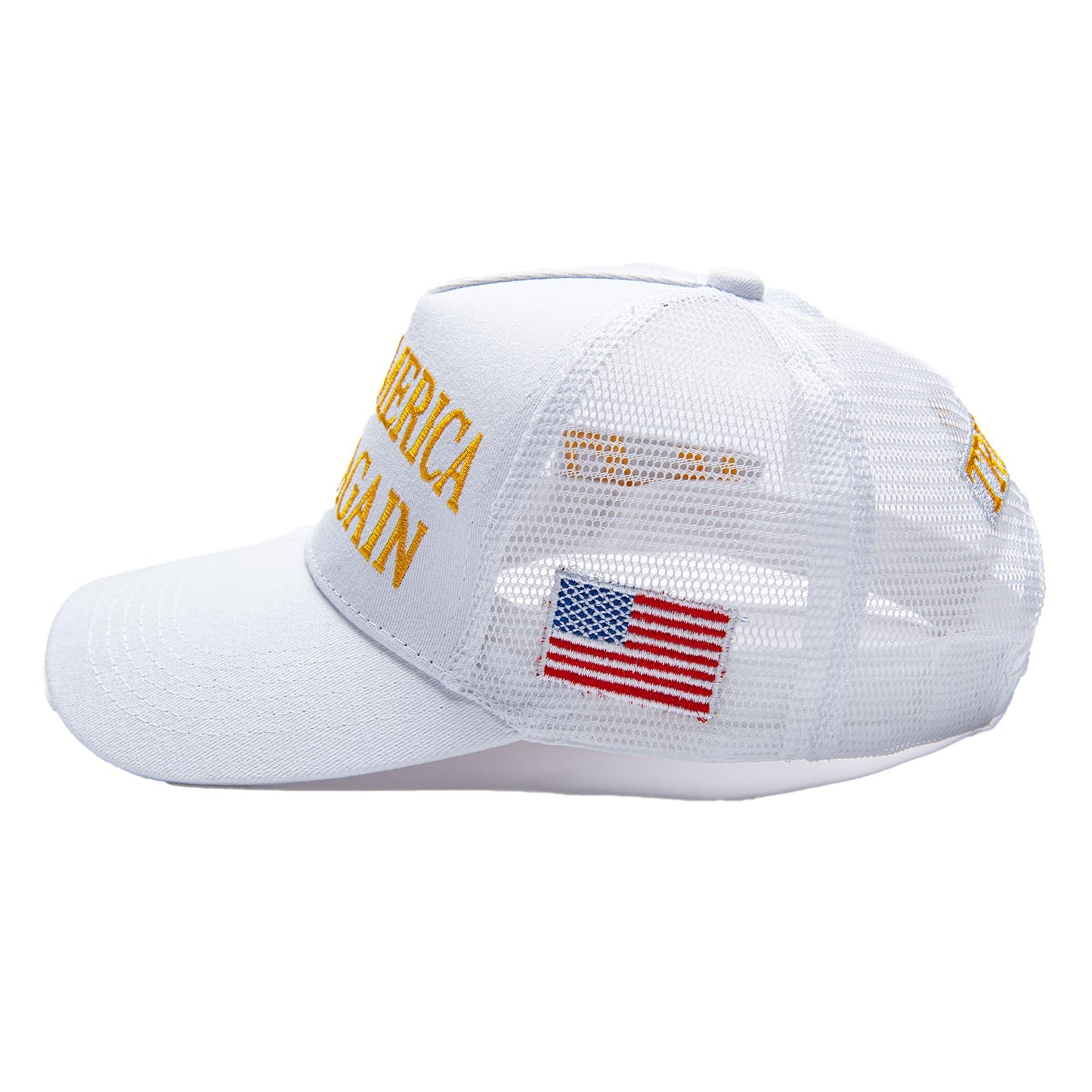 MAGA Hat Make America Great Again Donald Trump 2024 45-47 Slogan with USA Flag Adjustable Baseball Cap Mesh-Back, White