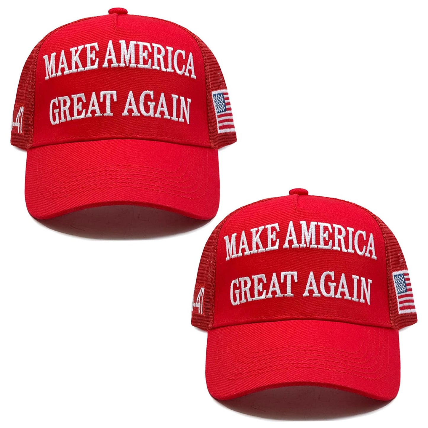MAGA Hat Make America Great Again Donald Trump 2024 45-47 Slogan with USA Flag Adjustable Baseball Cap Mesh-Back, Red